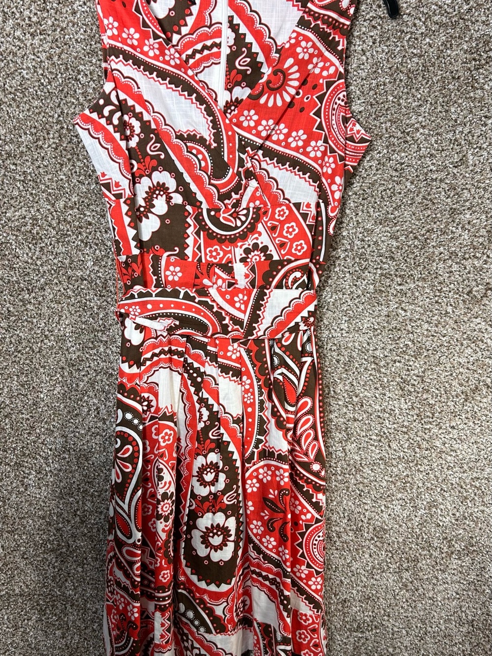 Talbots Red, Brown & Cream Paisley Maxi Dress